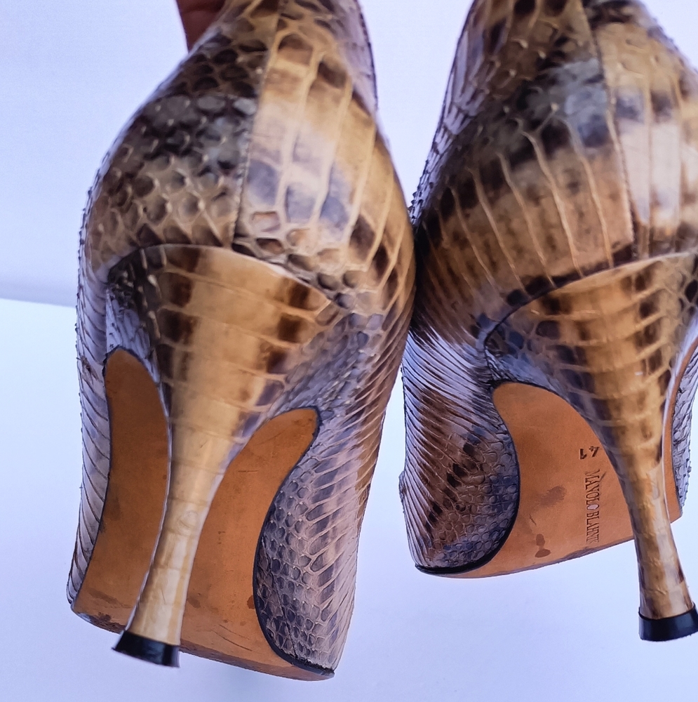 Manolo Blahnik Snake Skin Heels - Picture 9 of 11